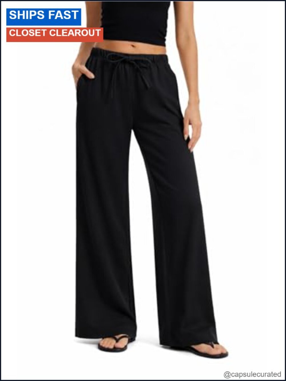 Wide Leg Crepe Pants Wrinkle-Resistant High Rise Pull On Trousers